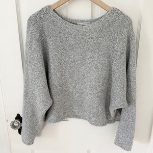A&F Gray Marled Knit Loose Relaxed Boatneck Pullover Sweater Size Small / Medium